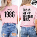 T-shirt décontracté pour femme avec motif vintage 1986, 40ème anniversaire, style Harajuku, manches courtes, vêtements esthétiques décontractés personnalisés