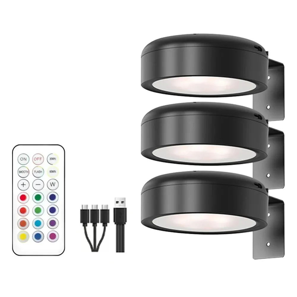 1/2/3Pcs Wall Mounted Magnetic LED Light Rechargeable Dimmable Wireless Picture Light with Control Remote Adjustable Timer