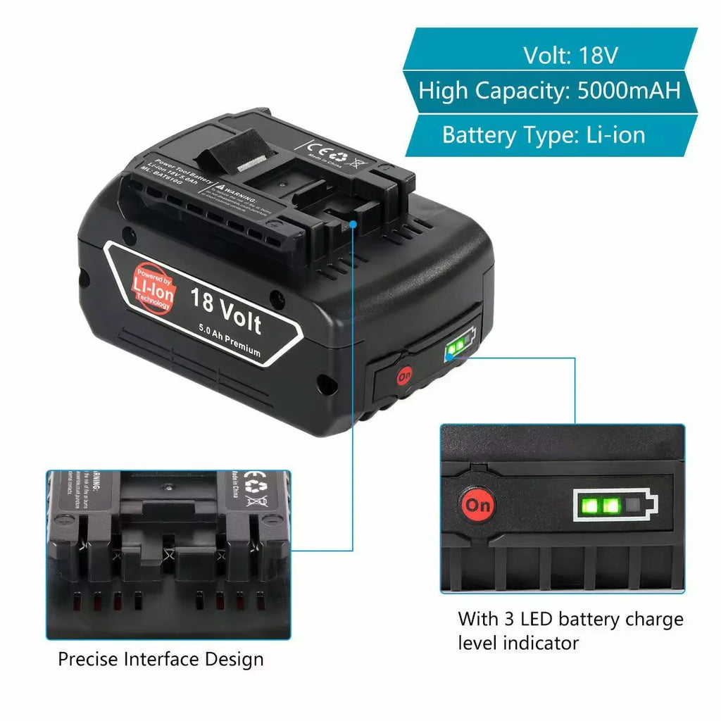 18V 8000mAh for Bosch BAT618 Battery Professional GBA GBH GSR GSB BAT620 BAT609G BAT614 Electric Drill Replacement Battery