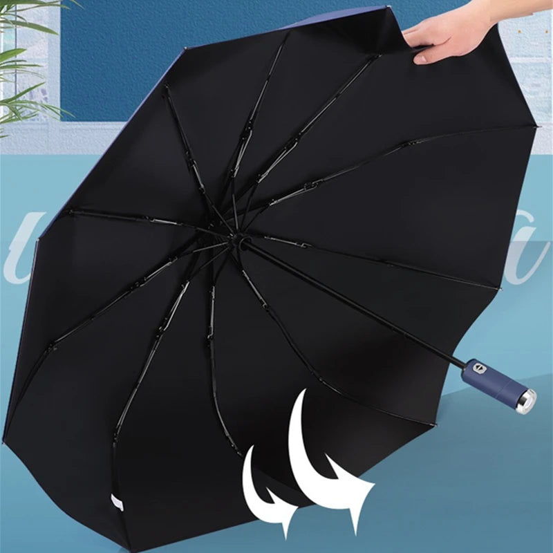 Fully Automatic UV Umbrella With LED Reflective Stripe Reverse Umbrellas For Nissan Rogue X-Trail GTR Note Qashqai Juke Patrol