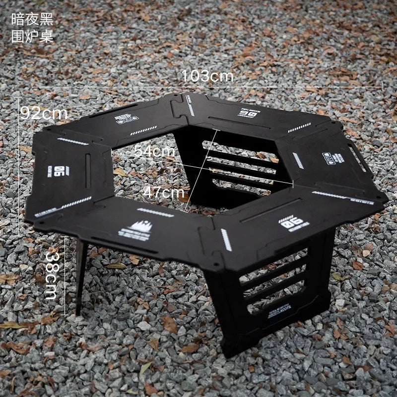 Foldable Detachable Hexagonal Tables Lightweight Convenient Barbecue Picnic Tables Multifunctional Outdoor Camping Furnishings
