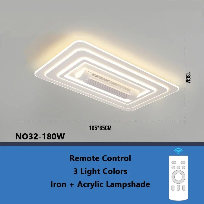 Ventilateur de plafond sans pales invisible LED Télécommande Plafonnier ventilateur pour salon, chambre, lampe ventilateur sans pales dimmable