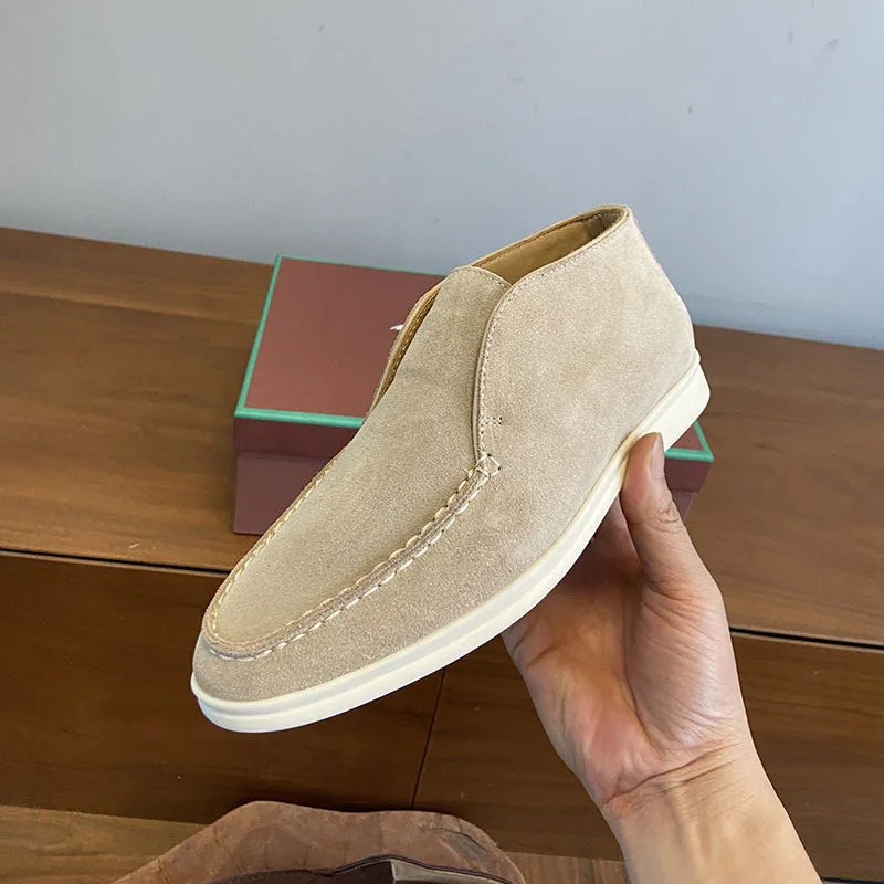 Large Size 44-47 High Top Loafers Shoes for Women, One Foot Retro Flat and Ankle Boots, Couple's Casual Shoes