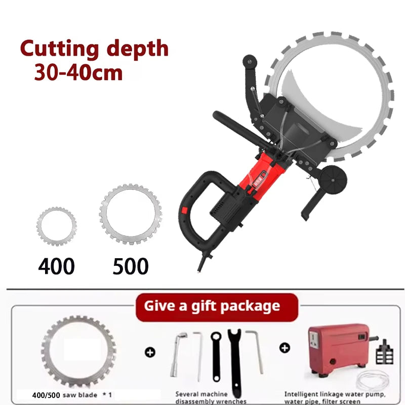 300/400/500mm Concrete Ring Saw with D-Shaped Ergonomic Handle Electric Wall Cutter for Reinforced Concrete Wet Cutting Work