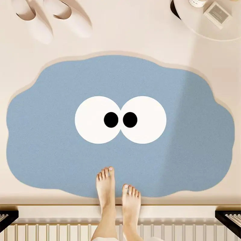 VIKAMA Cute and Fun Big Eyes Cloud Bathroom Carpet Absorbent Anti slip Quick drying Foot Mat Toilet Entrance Door Mat