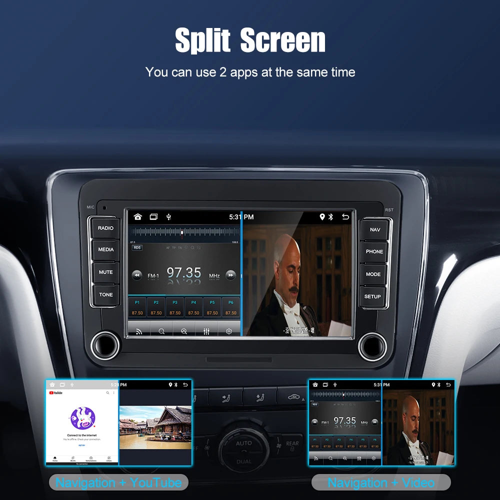 2 Din Android Car Radio Multimedia Player GPS WiFi Carplay For VW Volkswagen Skoda Octavia golf 5 6 touran passat B6 polo Jetta