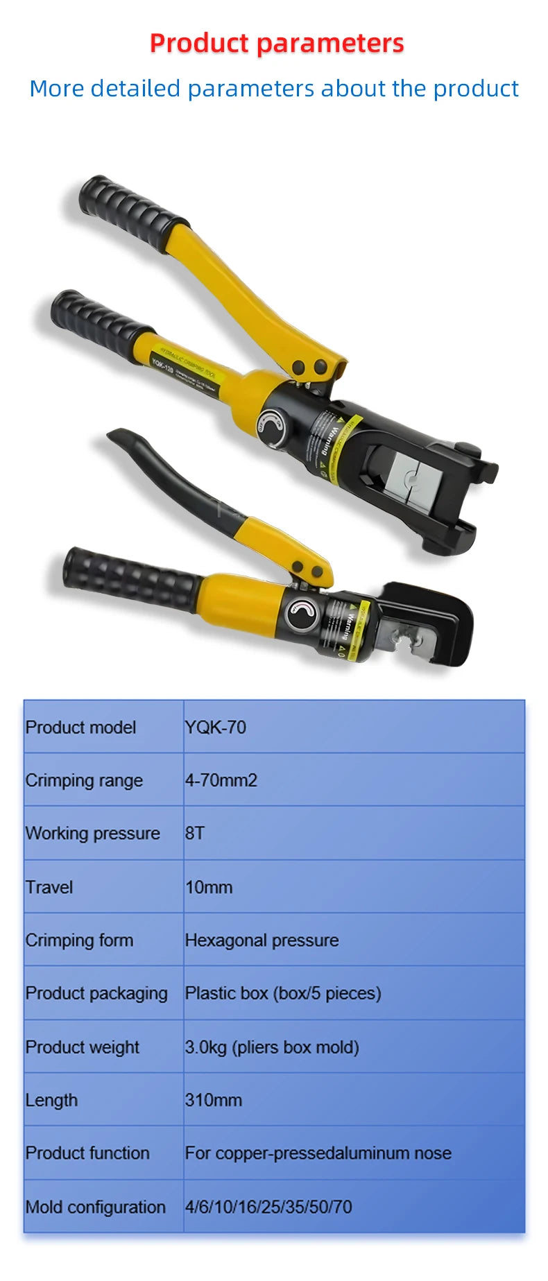 6-120 Hydraulic Crimping Pliers YQK-120 Pressure 6T Home Hydraulic Tools Hydraulic Pliers DIY Cable Terminal Crimping Pliers