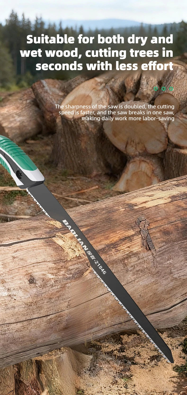 BAOLIAN SK5 High Hardness Steel Garden Logging Saw, Three Sided Grinding Teeth, PTFE Anti Rust Fast Cutting Saw