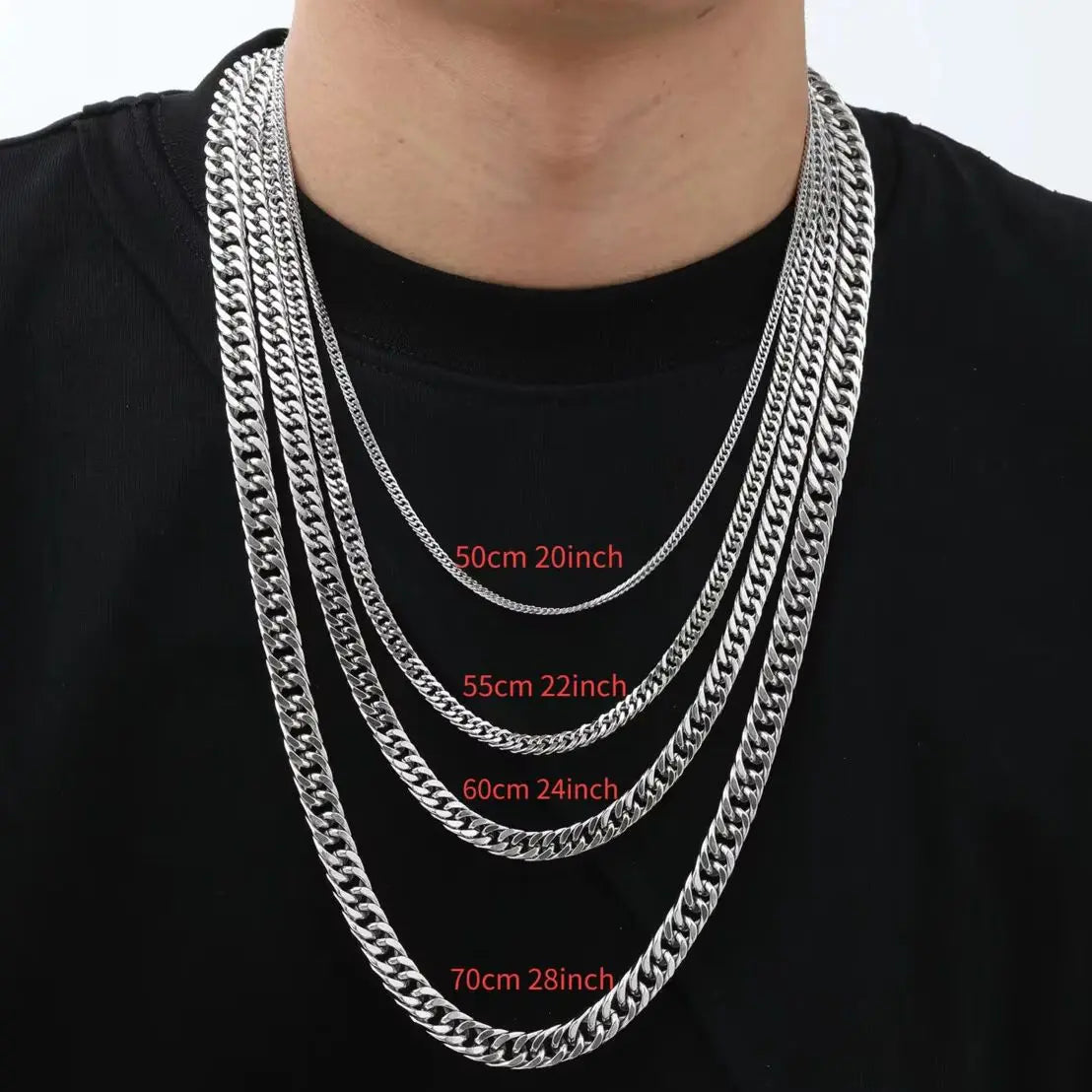 Punk  Chunky Cuban Chain Necklace for Men,Silver Gold Color Stainless Steel Miami Link Collar,Vintage Hip Hop Jewelry Gift