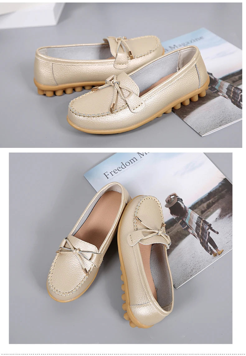 2025 New Woman Flats Shoes Ballet Flat Sneakers Genuine Leather Spring Soft Moccasins Ladies Boat Ballerina Espadrilles Creepers