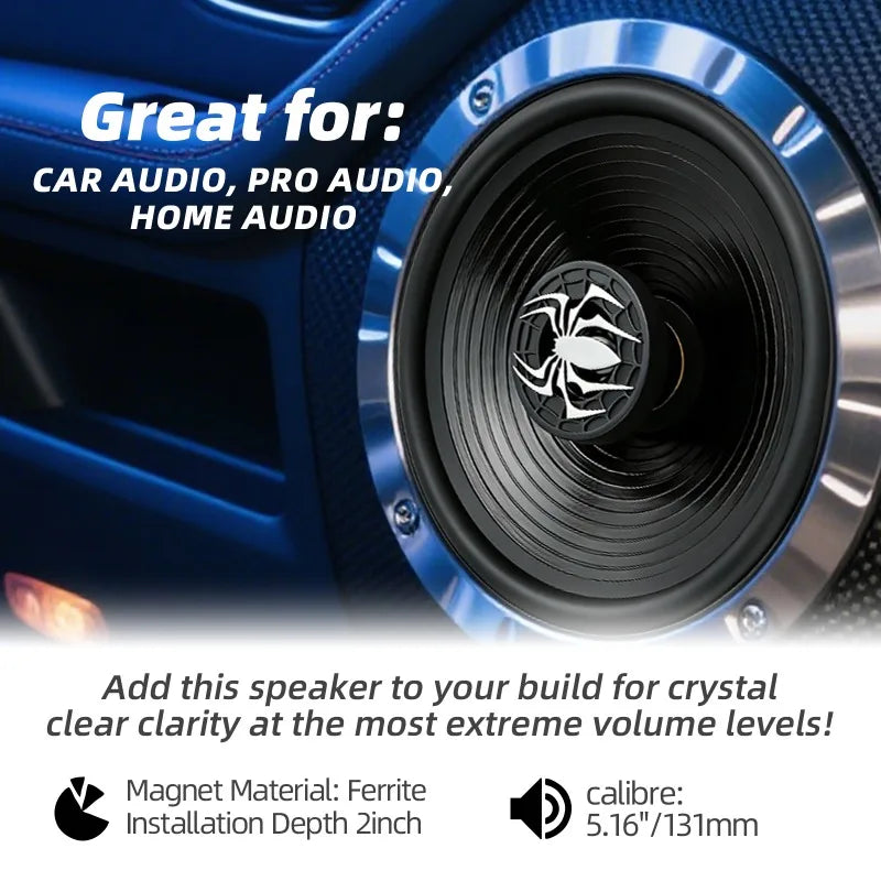 2pcs 6.5 Inch Car Coaxial Speaker 300W High Sensitivity Universal Car Audio Subwoofer Speakers For Car & Home Theater System Upg