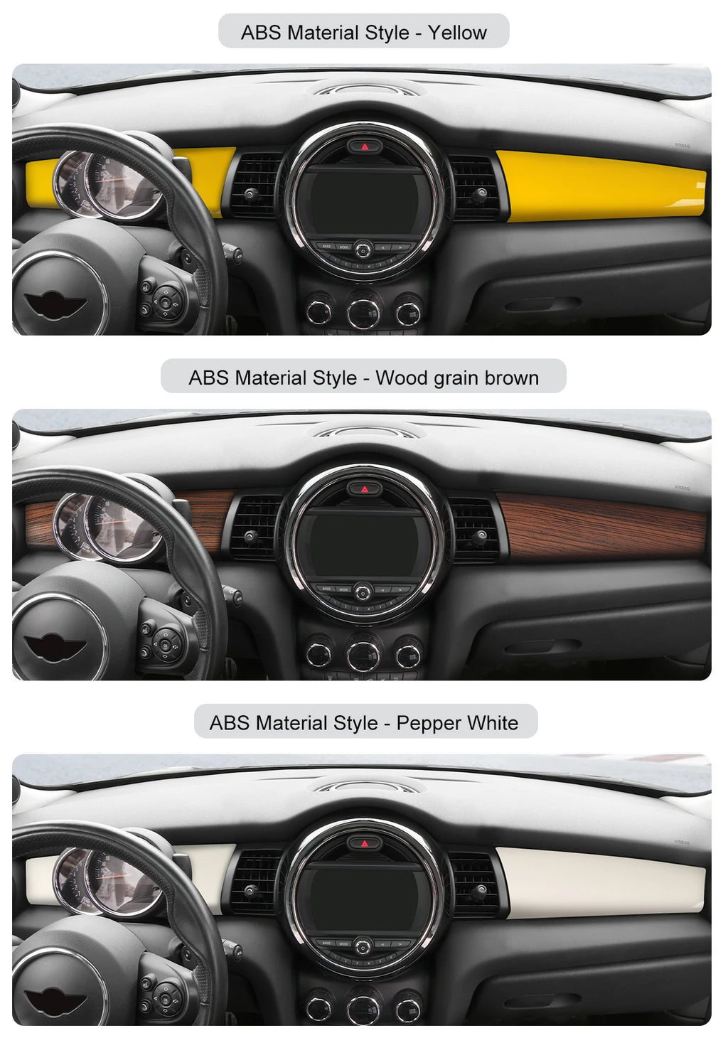 Car Dashboard Decorative Shell ABS Leather For Mini Cooper F55 F56 F57 2014-2021 Center Console Decorative Shell Car Accessories
