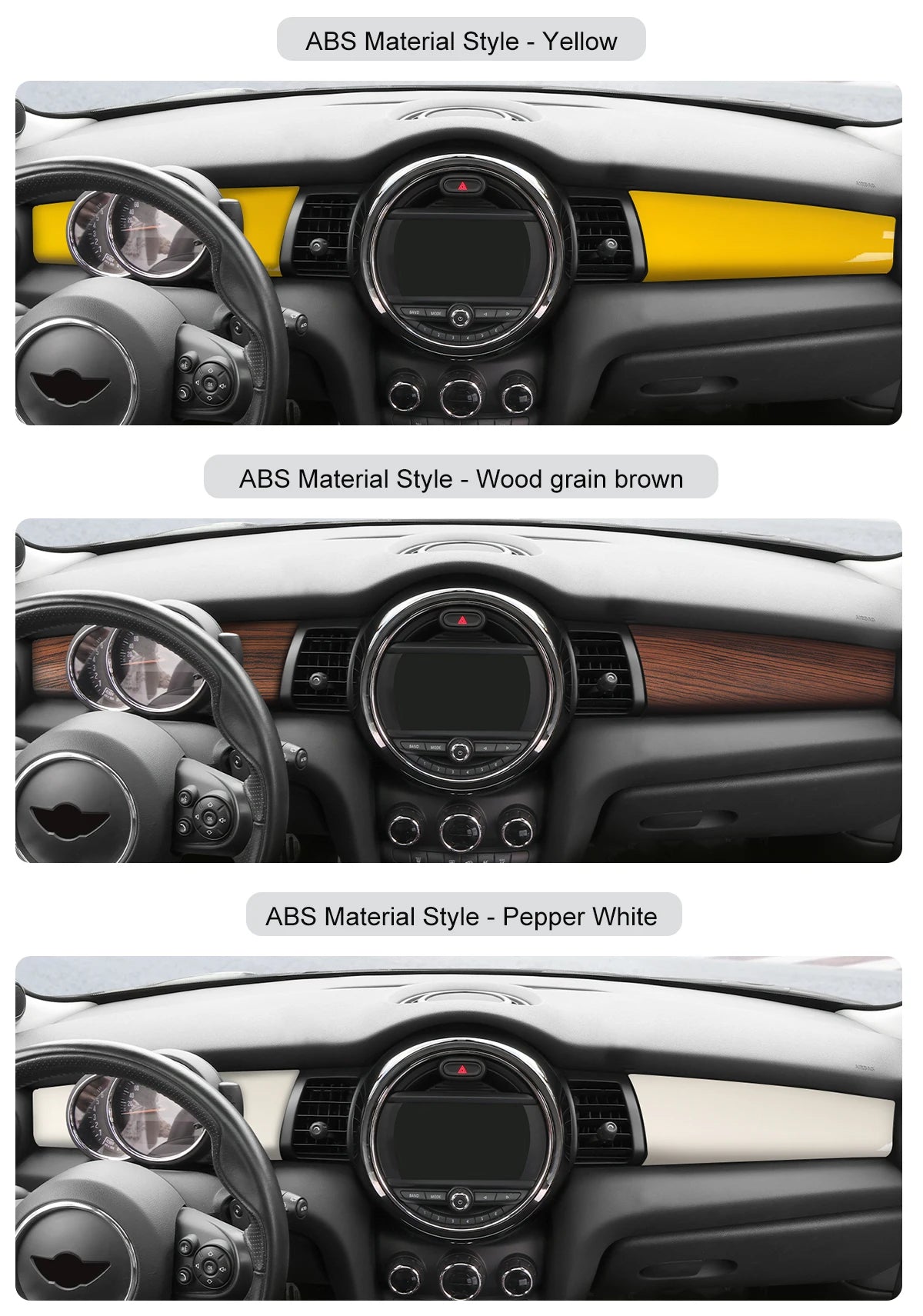 Car Dashboard Decorative Shell ABS Leather For Mini Cooper F55 F56 F57 2014-2021 Center Console Decorative Shell Car Accessories