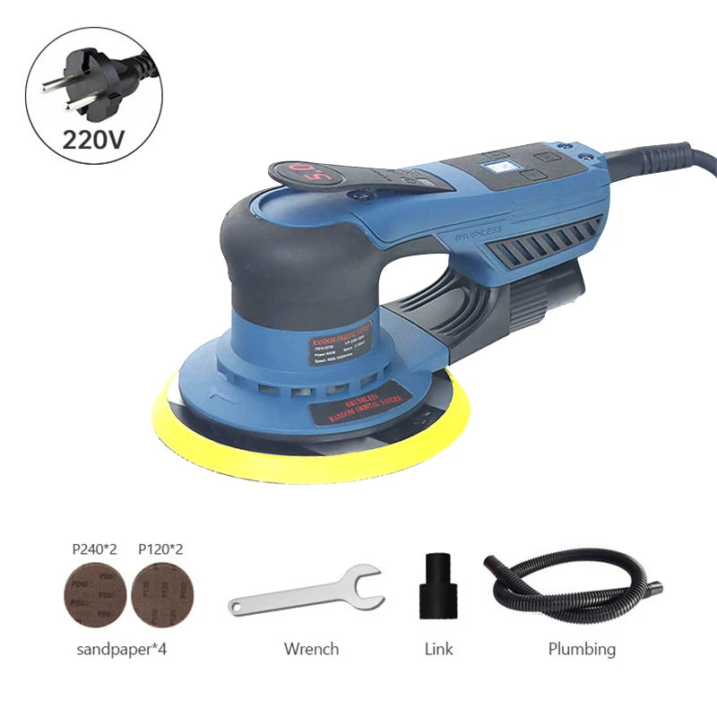 2025 360W 6 Inch 150mm Brushless Orbital Sander Electric Sanding Sander Machine 5mm Random Orbital Sander for Car Wood Wall