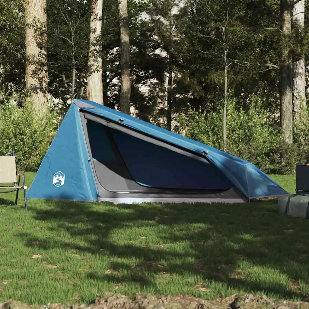 1-Person Blue Tunnel Tent Suitable for Outdoor Camping Use