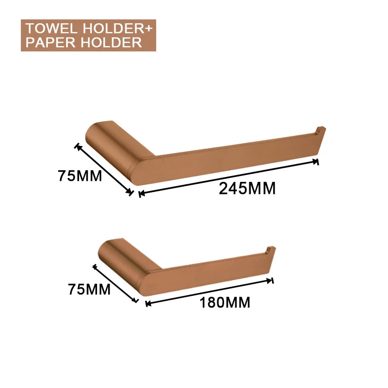 Brushed Rose Gold Storage Rack Towel Bar Tissue Holder Bathrobe Hook Cup Holder Toilet Brush Soap Dish Bathroom Accessories