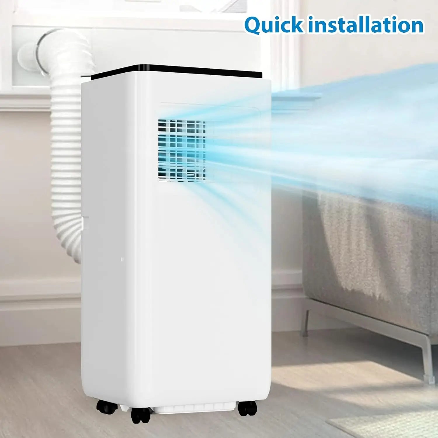 Climatiseurs portables 10 000 BTU avec télécommande, unité de climatisation intégrée avec modes froid, sec, ventilateur, jusqu'à 42 m² pour chambre, dortoir
