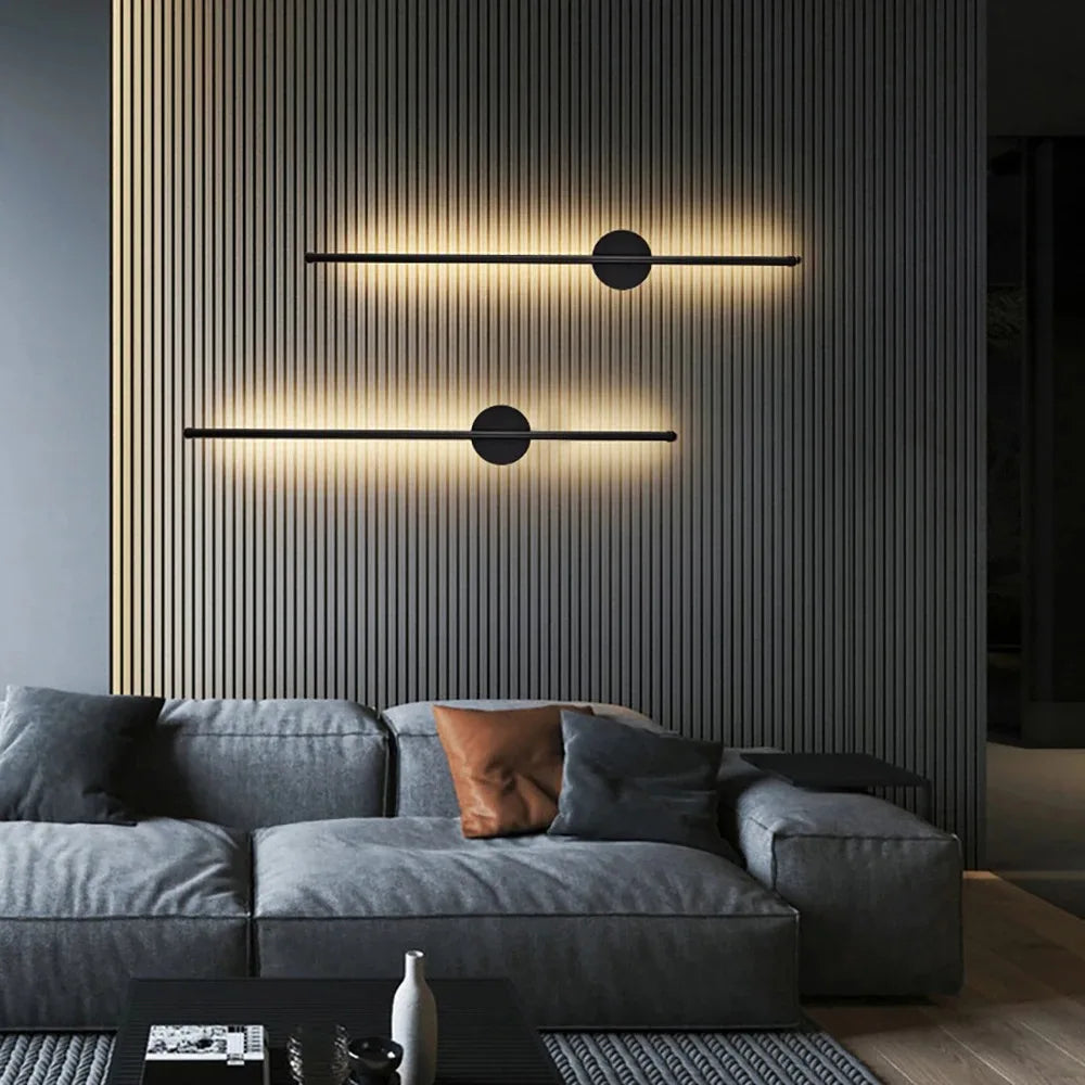 Modern LED Wall Charging Lamp Wireless Installation Remote Control Stepless Dimming  Gold Black Finish 50/80CM Decorative Lighti