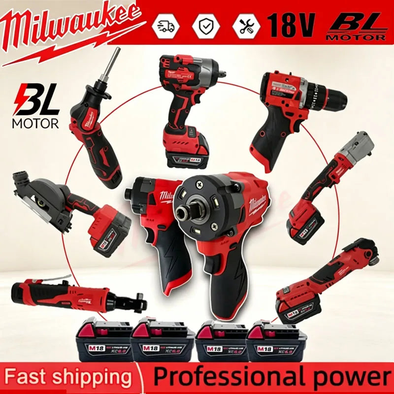 Milwaukee Cordless Electric Wrench Trimmer Screwdriver Electric soldering iron angle grinder Electric Impact Hammer Drill