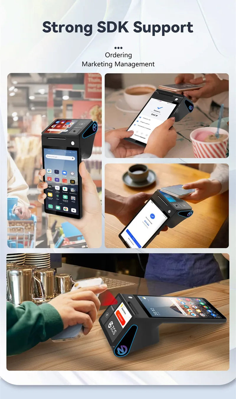 Z108 Android 14 Dual-Screen Desktop Tablet Cash Register with 8" Touch Display NFC Scanner 58/80mm Thermal Printer POS Terminal