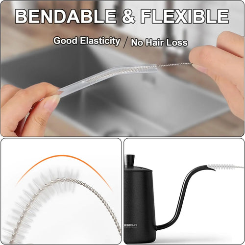 10Pcs Bottle Clean Brush 10pcs Set Stainless Steel Soft Hair Brush Pipette Straws Brush Multipurpose Household Cleaning Tools