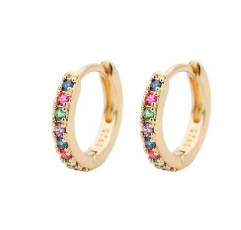2Pcs Rainbow Little Huggies Stainless Steel Hoop Earrings Girl Tiny Rings Cartilage Small Helix Piercing Tragus Circle Men Hoops