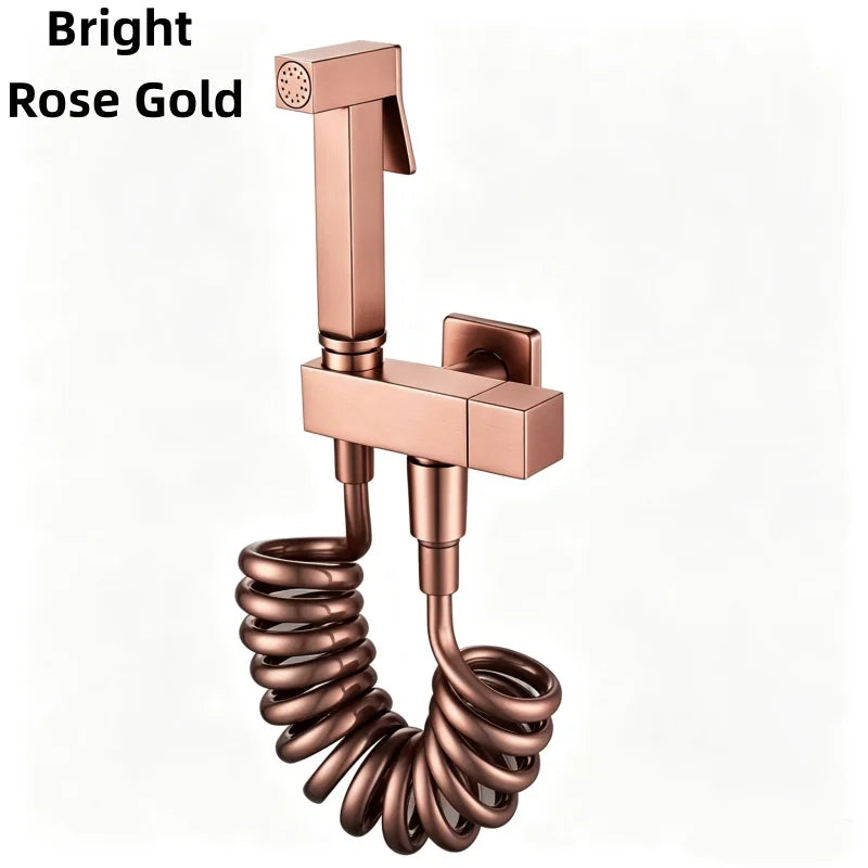 Brushed Rose Gold Brass Handheld Bidet High Voltage Spray Shower Set Toilet Special Faucet Bidet Faucet Bathroom Accessories