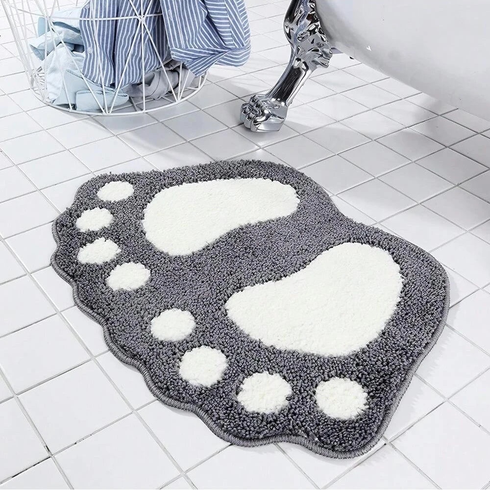 Foot Print Bath Mats Non Slip Memory Foam Bathroom Carpet Foot Shaped Rug for Toilet Floor Water Absorption Microfiber Door Mat
