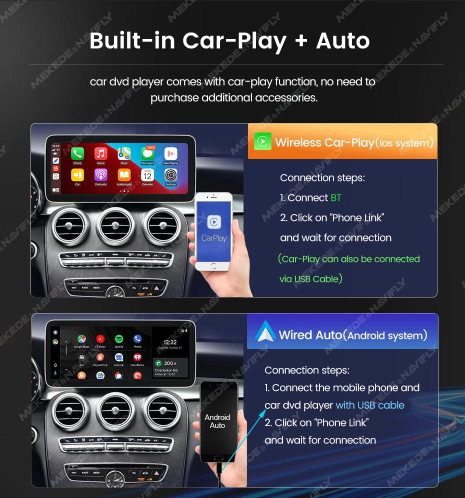 Android 14 Car Radio Wireless CarPlay For Mercedes-Benz A-Class W176 GLA X156 CLA C117 G Class W461 W463 DSP WIFI GPS Multimedia