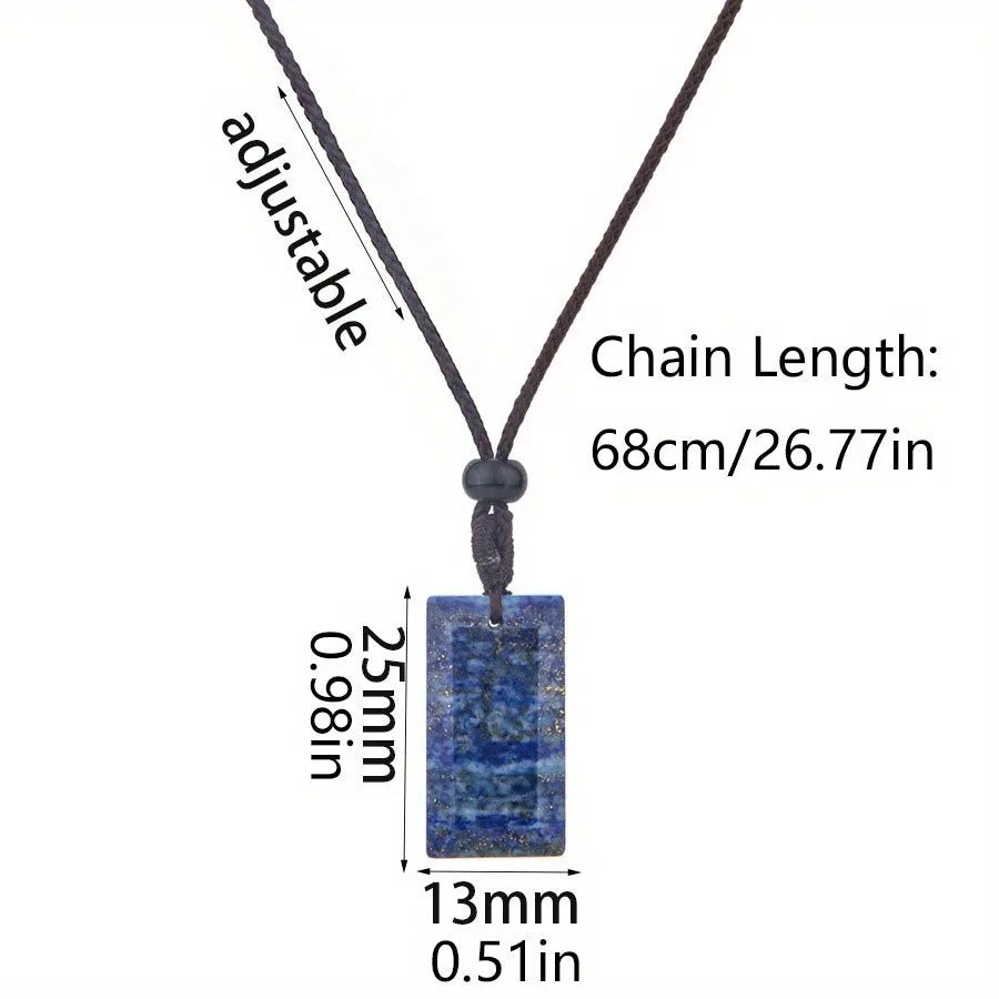 Natrual crystal stone gemstone agate hand-made Rectangular adjustable pendant necklace for women and men Stone Pendant Necklace