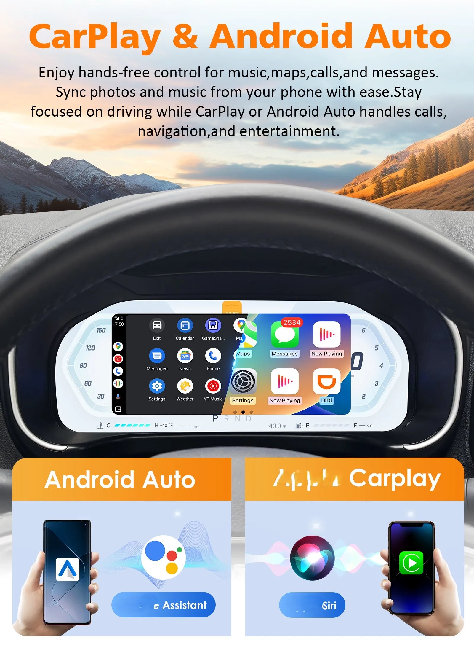 12.3 inch Digital Display Car Dashboard Cluster for Renault Koleos 2016-2020 Android Auto Carplay Panel Speedometer Cockpit Gauges Dash