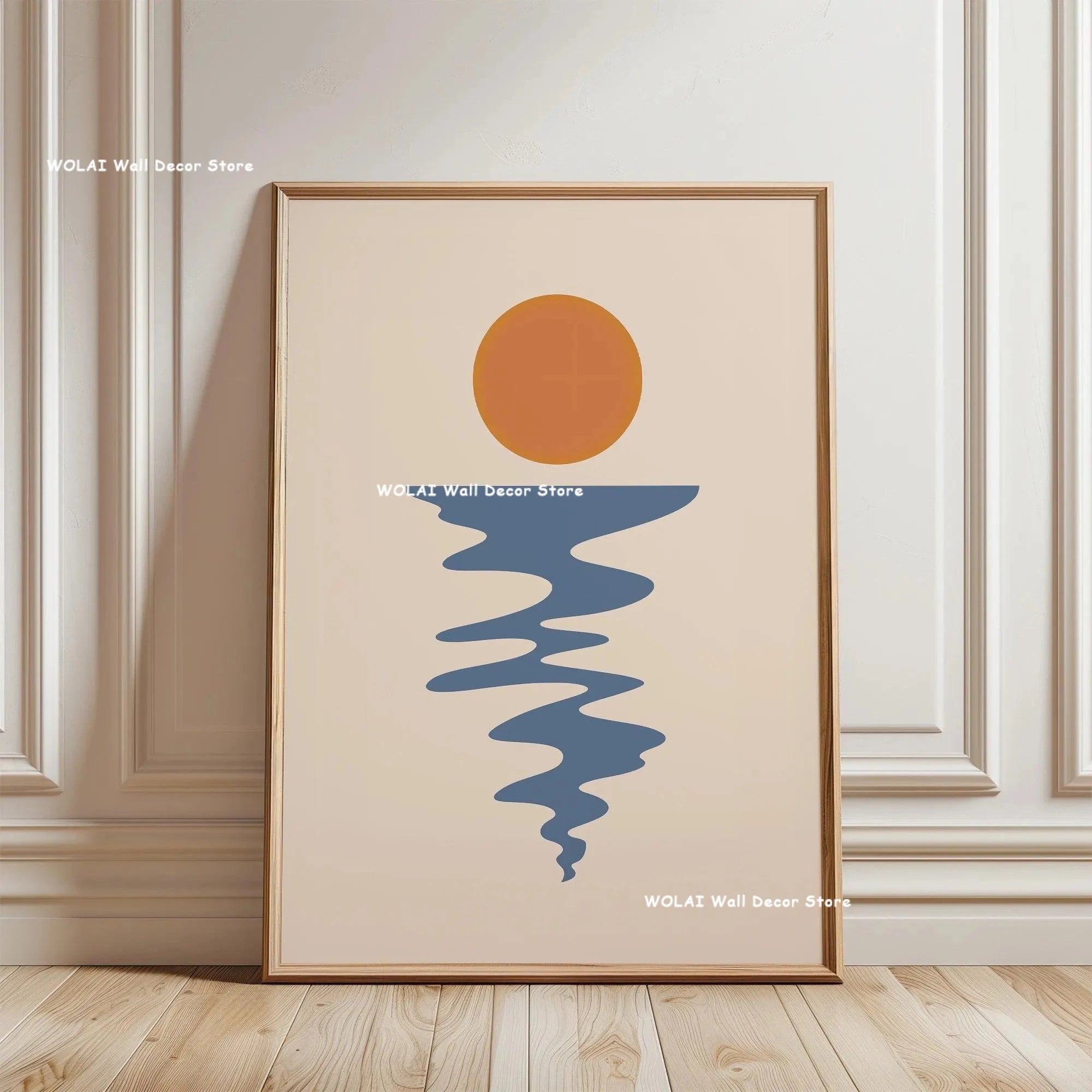 Retro Japanese Forest & Koi Fish Zen Water Painting Canvas Poster Abstract Sun Waves Wall Art Printing for Peaceful Home Decor