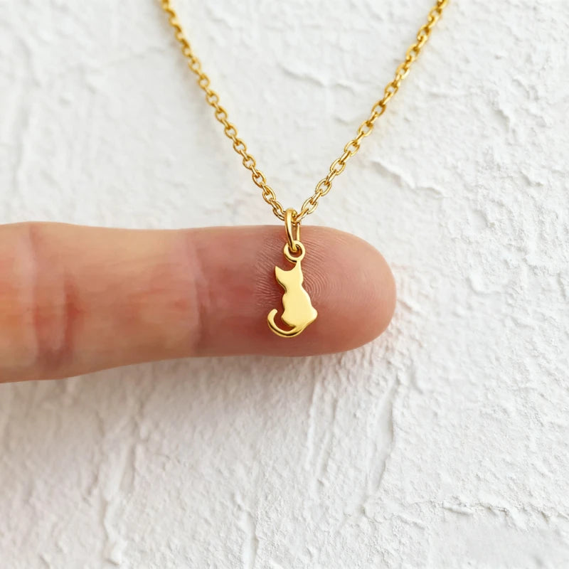 Cat Pendent Necklaces For Women Girls Clavicle Stainless Steel Charm Chain Choker Necklace Party Jewelry Gifts Accessories