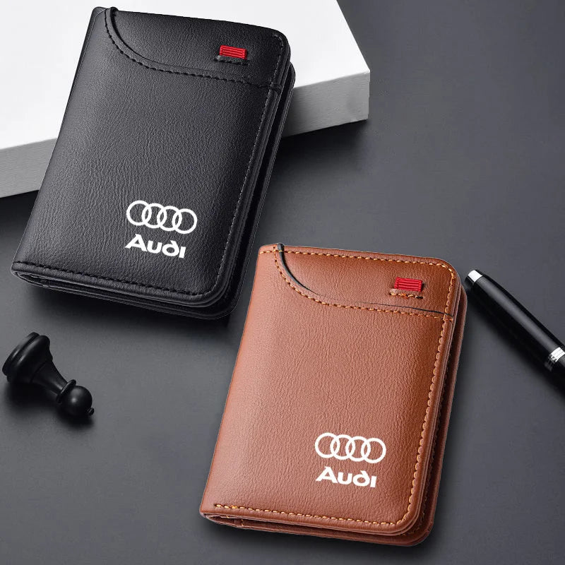 Car Driver License Purse Credit Card Holder Case Leather Wallet For Audi SLINE A3 A4 A6 RS3 RS7 RSQ8 S3 RS6 A5 Q8 A1 Q7 Q3 Q5 TT
