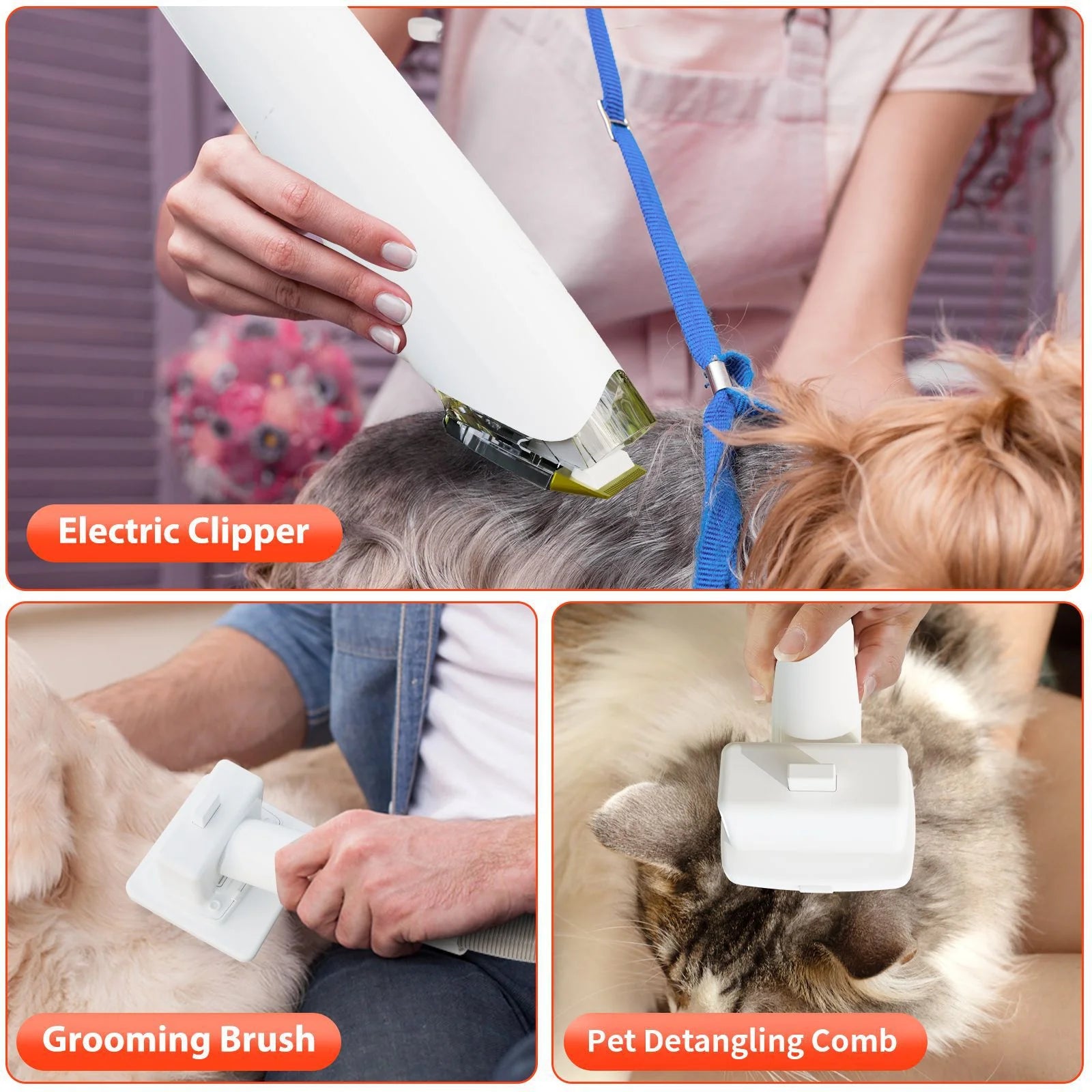 All-in-One Pet Grooming Vacuum Dryer Clipper Kit Professional Dog Cat Hair Vacuum Blower Trimmer Set Pet Hair trimmer with vacuum Blower professional dog grooming kit