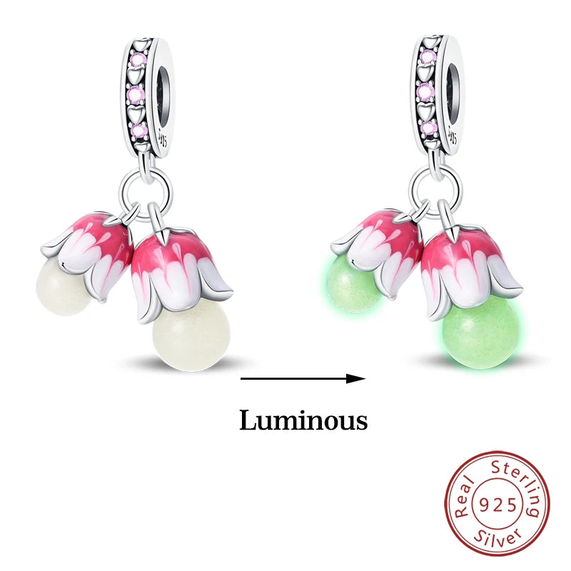 Hot Sale 925 Silver Glow in the dark Firefly Honeybee Star Charms Beads Fit Qikaola 925 Original Bracelets Fine DIY Jewelry Gift