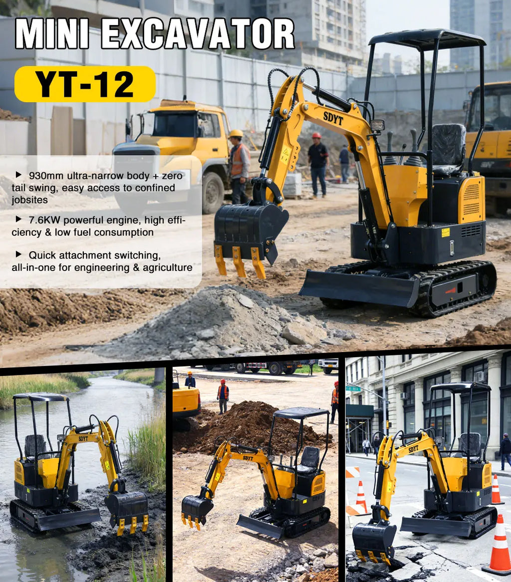 1.2 Ton Mini Excavator Epa Euro5 Small Crawler Digger Machine For Garden Mini Digger Reinforced Chassis For Home Use