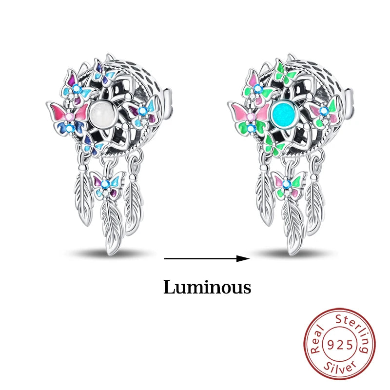 Hot Sale 925 Silver Glow in the dark Firefly Honeybee Star Charms Beads Fit Qikaola 925 Original Bracelets Fine DIY Jewelry Gift