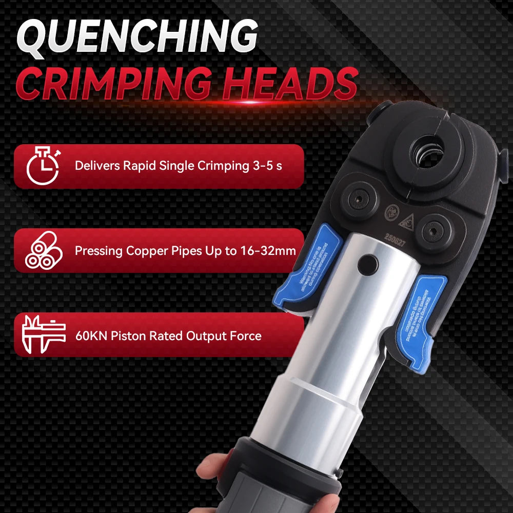Podofo Electric Pipe Crimping Tool for TH16/20/25/26/32mm+V12/15/18/22/28mm+U16/20/25/32mm Battery Compression Tool with Jaws