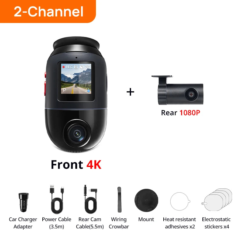 70mai 4K Omni X800 2160P HDR 60fps F1.7 Supported Dual-channel Built-in GPS ADAS Supercapacitor 4G LTE 24H Parking Surveillance