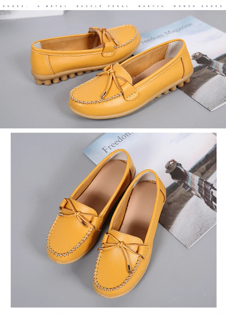 2025 New Woman Flats Shoes Ballet Flat Sneakers Genuine Leather Spring Soft Moccasins Ladies Boat Ballerina Espadrilles Creepers