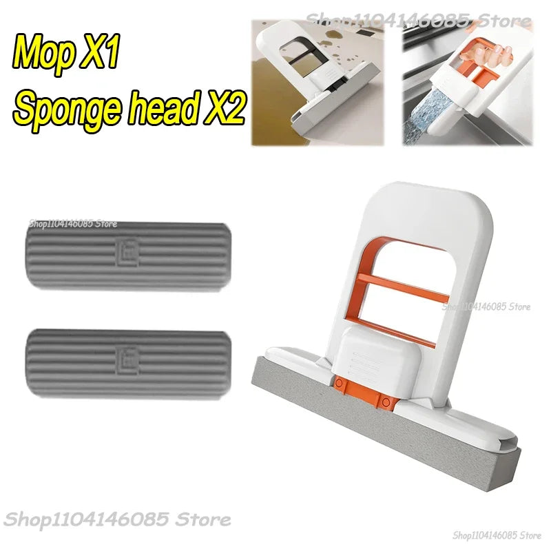 Portable Foldable Wet Dry Mop Quick Cleaning Bathroom Kitchen Mini Sponge Mop Hand-free Wash Mops Mini Portable  Floor Mop