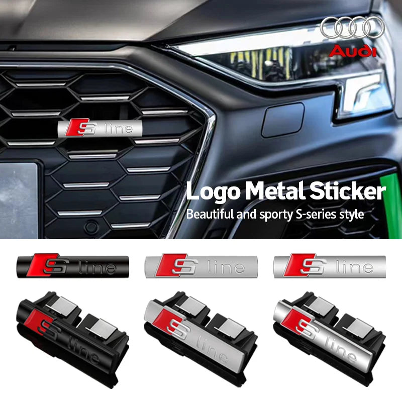 Car Goods Emblem Grill Front Hood Badge Grille For Audi Sline S line A4 B6 B8 S1 S2 S3 S4 S5 S6 A1 A3 A6 C5 A5 Car sticker