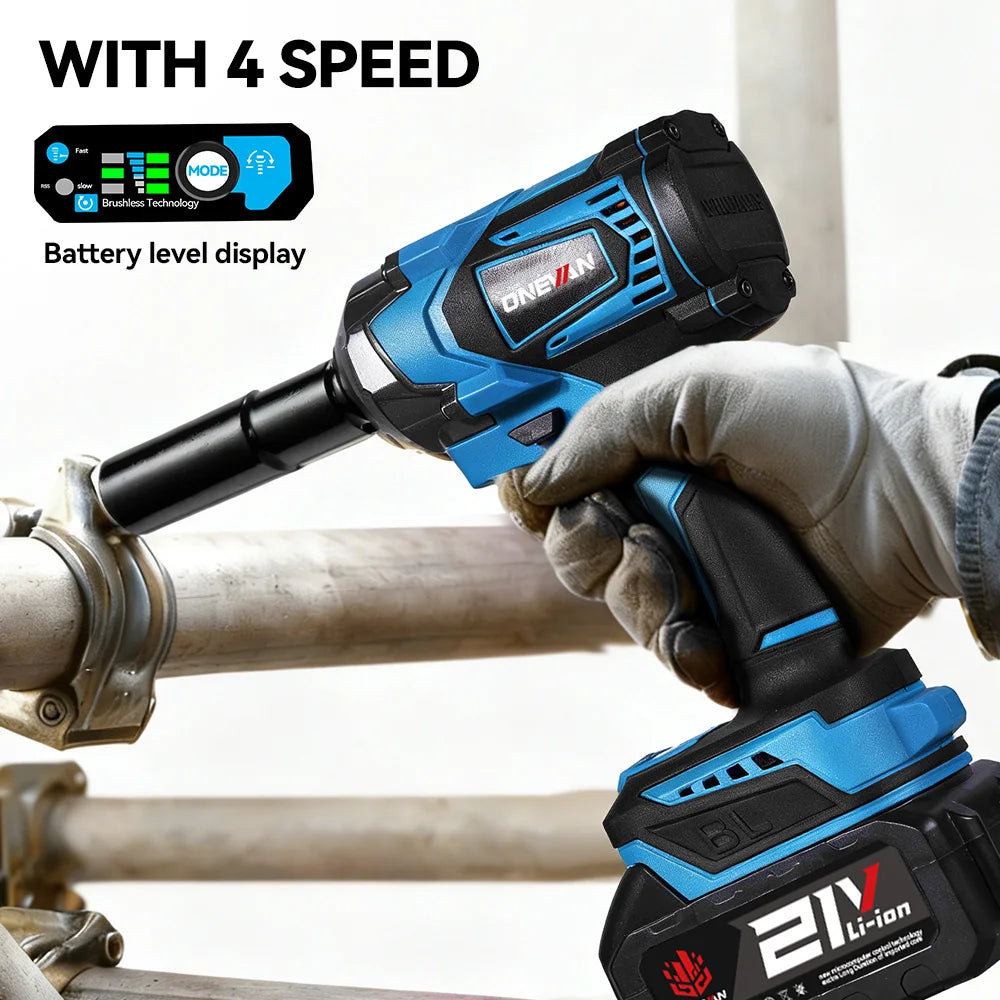 ONEVAN 1200Nm Brushless Electric Impact Wrench Cordless Wrench Socket Rechargeable 1/2Inch Power Tool For Makita 18V Battery Pin