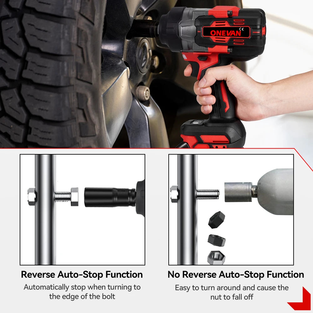 ONEVAN 8000RPM 2800N.M Brushless Electric Impact Wrench Cordless Car Repair Screwdriver Drill Power Tool For Makita Battery Pin