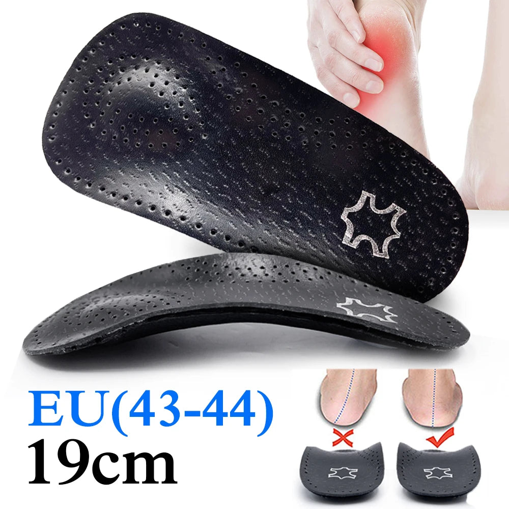EiD New Arch Support 25mm Orthotic insole Black Leather orthotics Insoles for Flat Foot O/X Leg Corrected Shoe Sole insert pads