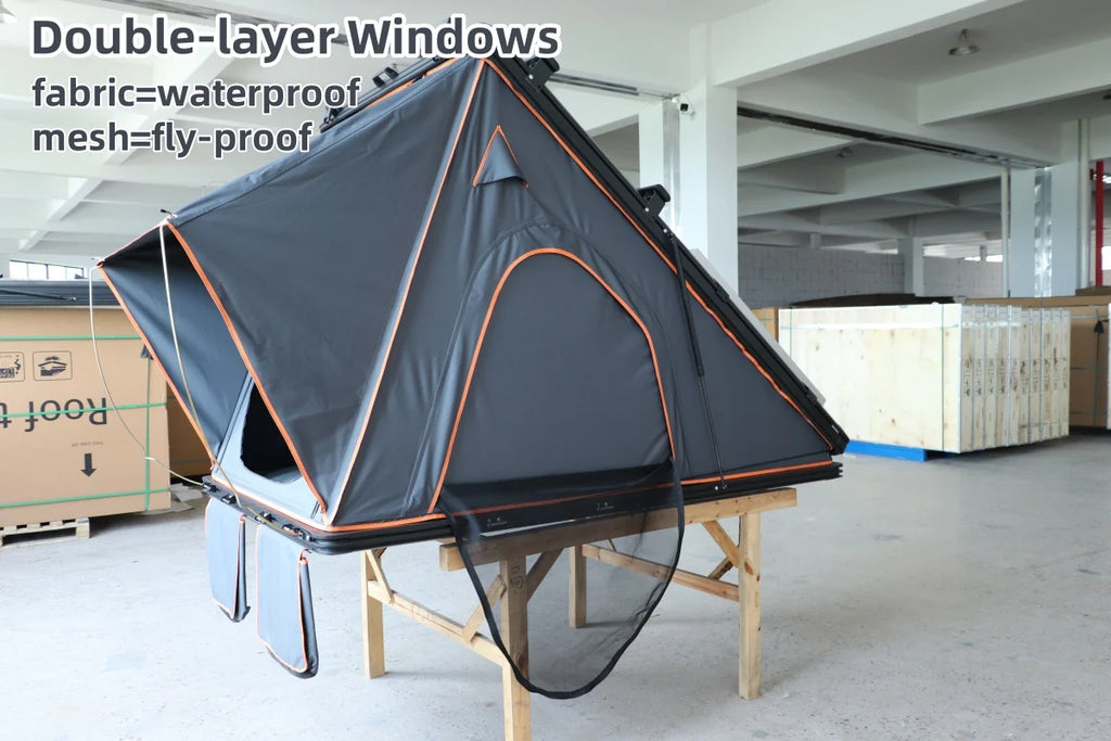 4x4x270cm Hard Shell Roof Top Tent, Waterproof Aluminum Rooftop Tent for Outdoor Camping