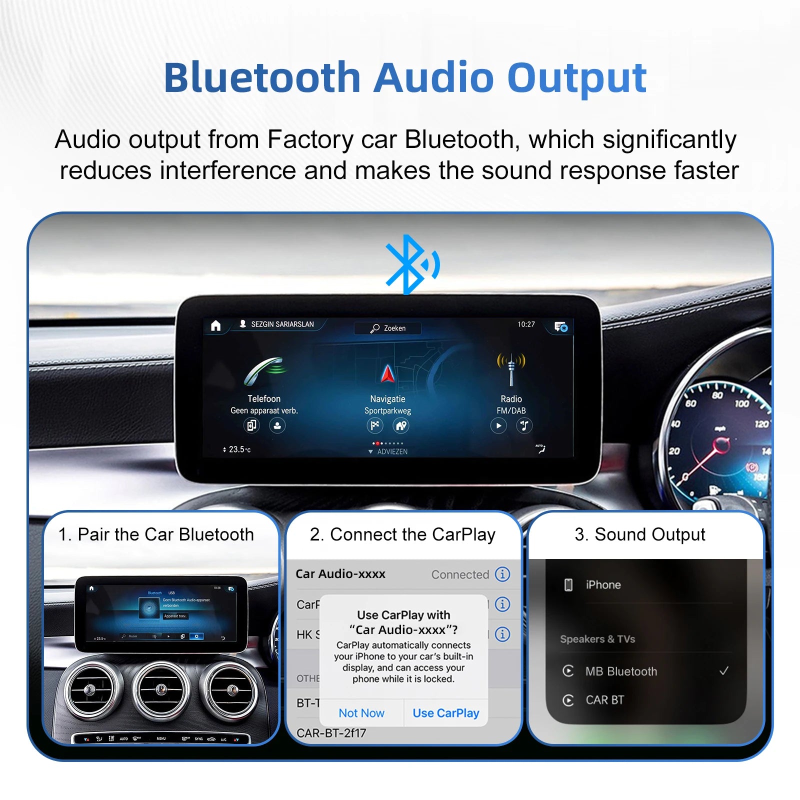 Ezonetronics for Mercedes Benz NTG 6.0 MBUX System 2019+ Wireless CarPlay Android Auto retrofit kit decoder box CarPlay