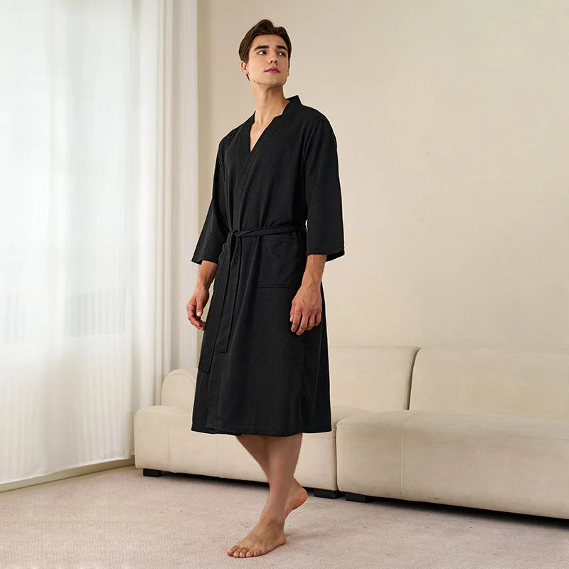 Custom Couple Bathrobe Embroidered with Names Logo Home Clothes Waffle Knit Bathrobe for Couples Hotel Spa Robe for Men Women