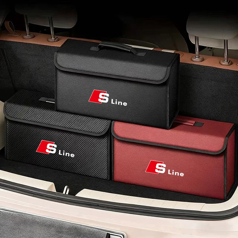 Large Capacity Leather Storage Box Car Trunk Organizer Case For Audi Sline A3 A4 A5 A6 A7 A1 A2 A8 Q1 Q2 Q3 Q4 Q5 Q6 Q7 Q8 TT B8